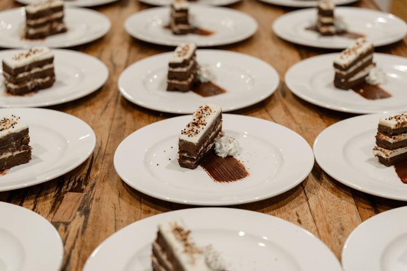 Plated layer-cake desserts