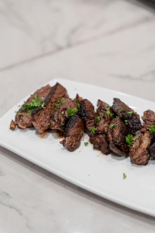 Sliced grilled steak
